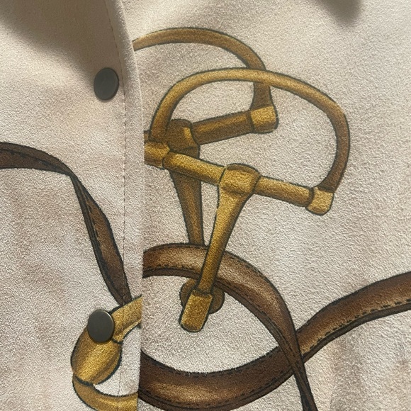 Comme Toujours suede shirt with equestrian horse-bit design women’s size 12 - Picture 7 of 9